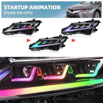 6 Lens Headlights For 8th Gen 2018-2024 Toyota Camry XSE XLE SE LE TRD Front Lamp with Startup Animation and Sequential Turn Signal