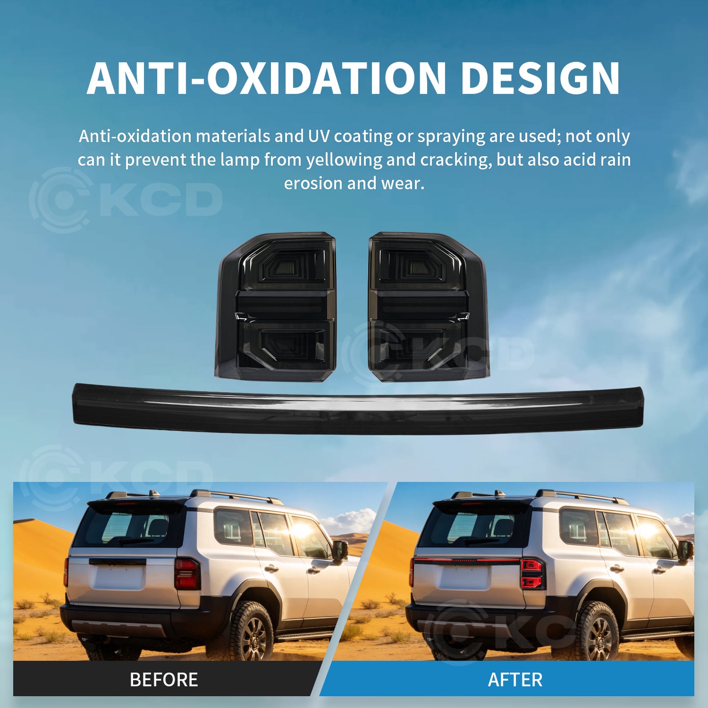 Archaic Smoked LED Tail Lights for Toyota Land Cruiser Prado LC250 2025–Up