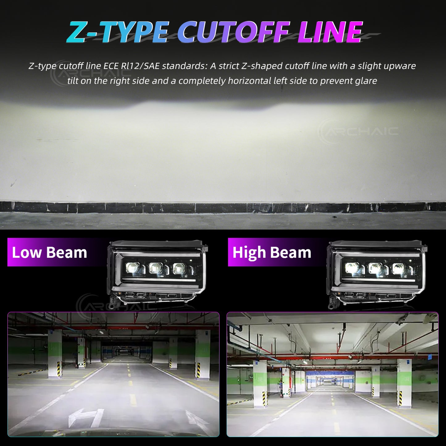 Archaic Flat-Beam RGB Full LED Headlights for Toyota Land Cruiser LC250 2025-up