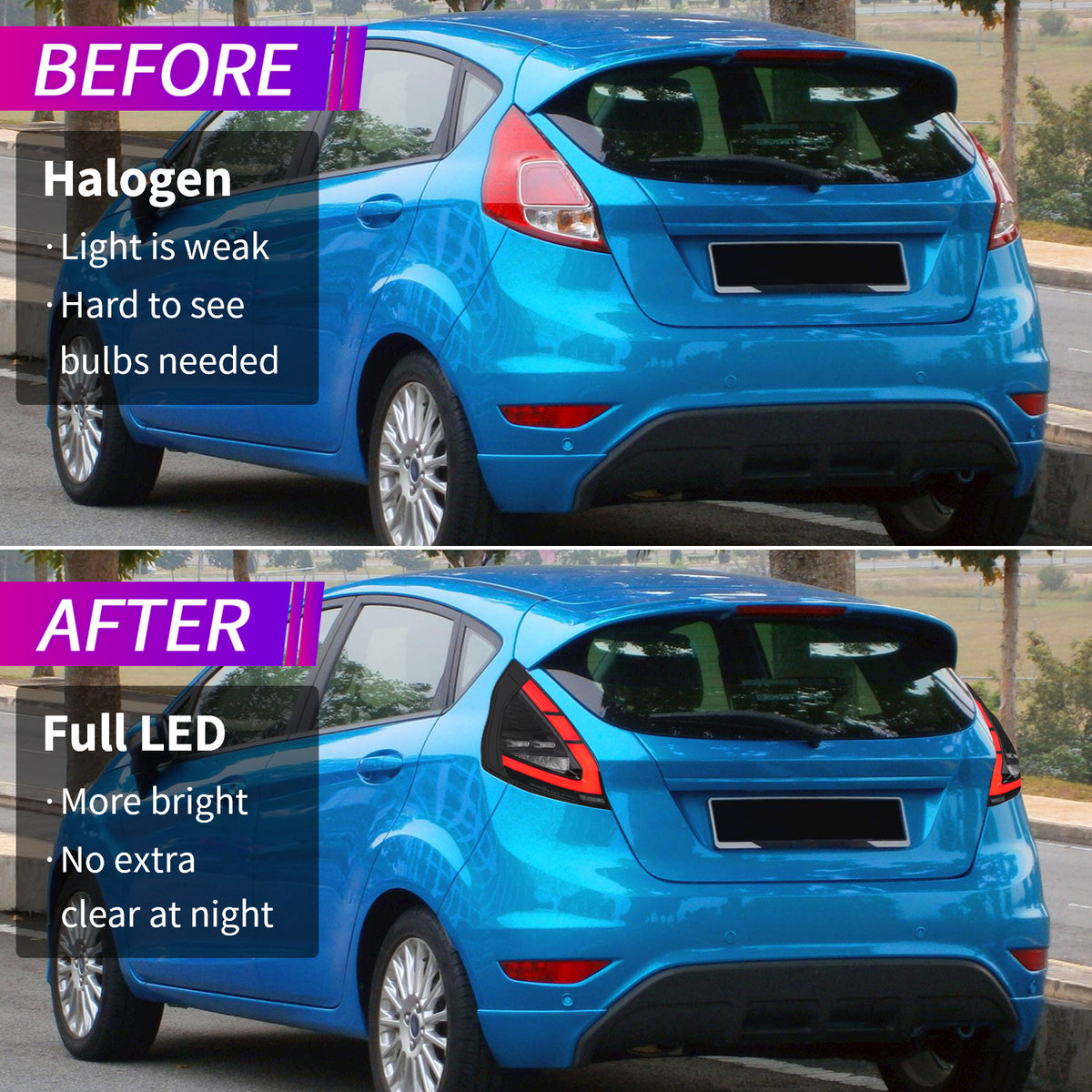 Archaic LED Taillight Assembly For Ford Fiesta Hatchback 2009-2012