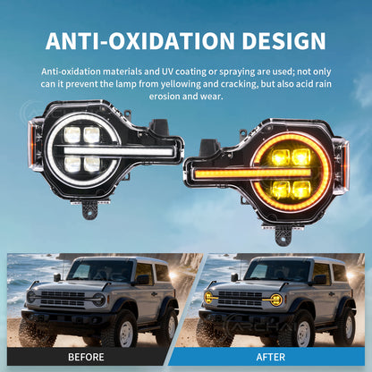 Archaic 4-Lens LED Projector Headlights for Ford Bronco 2021–2026