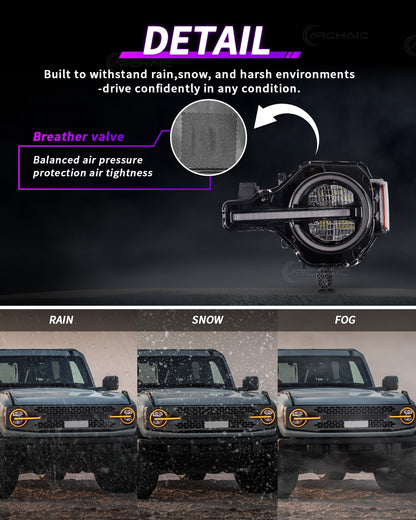 Startanimation für ältere LED-Scheinwerfer für Ford Bronco 2021-2025