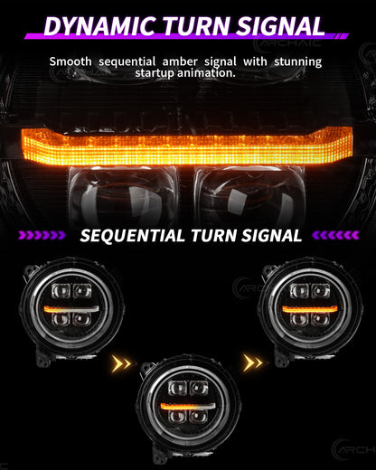 Archaic Quad-Projector LED Headlights for Jeep Wrangler JL & Gladiator JT