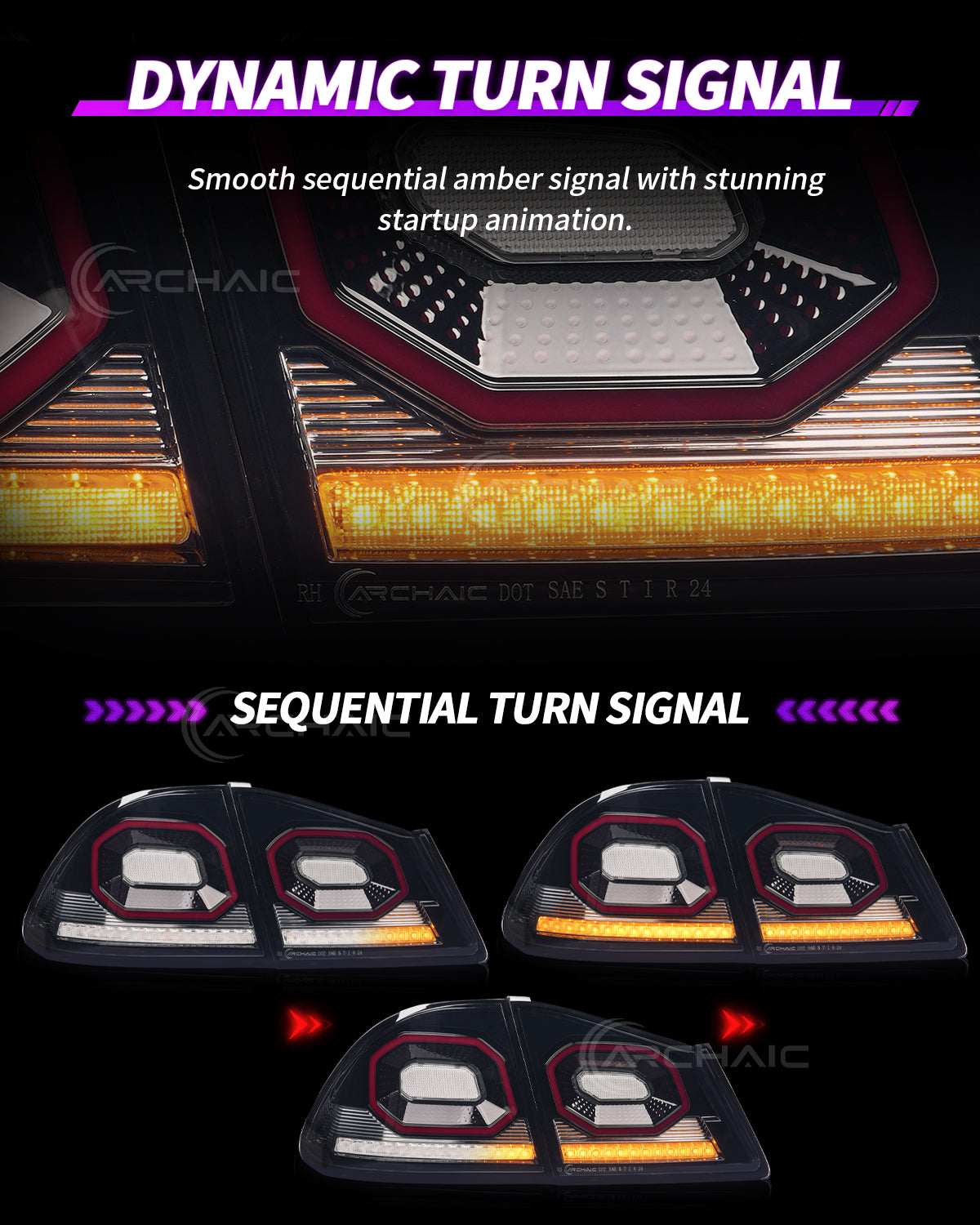 Archaic Diamond LED Tail Lights for Honda Civic FD2 2007–2010