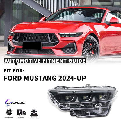 Archaic Pair Headlights for 2024-2026 Ford Mustang S550,Update LED Headlamps w/Black Inner