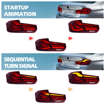 Archaic LED GTS Tail lights for BMW 3 Series F30 F80 M3 2013-2018,with Sequential Turn Signal and Startup Animation