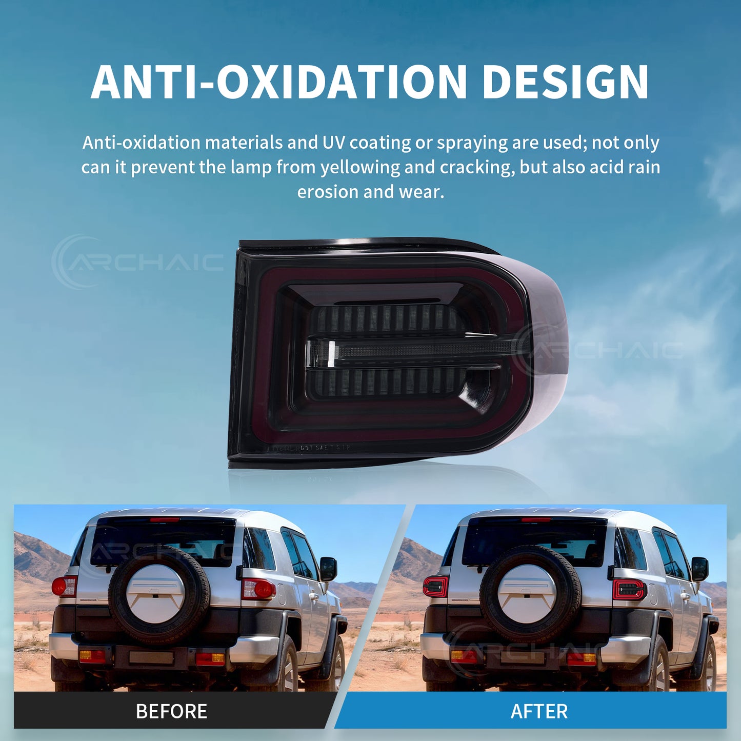 LED Tail Lights for Toyota FJ Cruiser 2007–2014 | Sequential Turn Signal, 3D Ring DRL with Startup Animation (Pair)