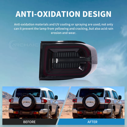 LED Tail Lights for Toyota FJ Cruiser 2007–2014 | Sequential Turn Signal, 3D Ring DRL with Startup Animation (Pair)