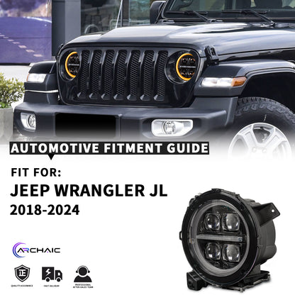 Archaic App-Controlled LED Projector Headlights for Jeep Wrangler JL JLU & Gladiator JT