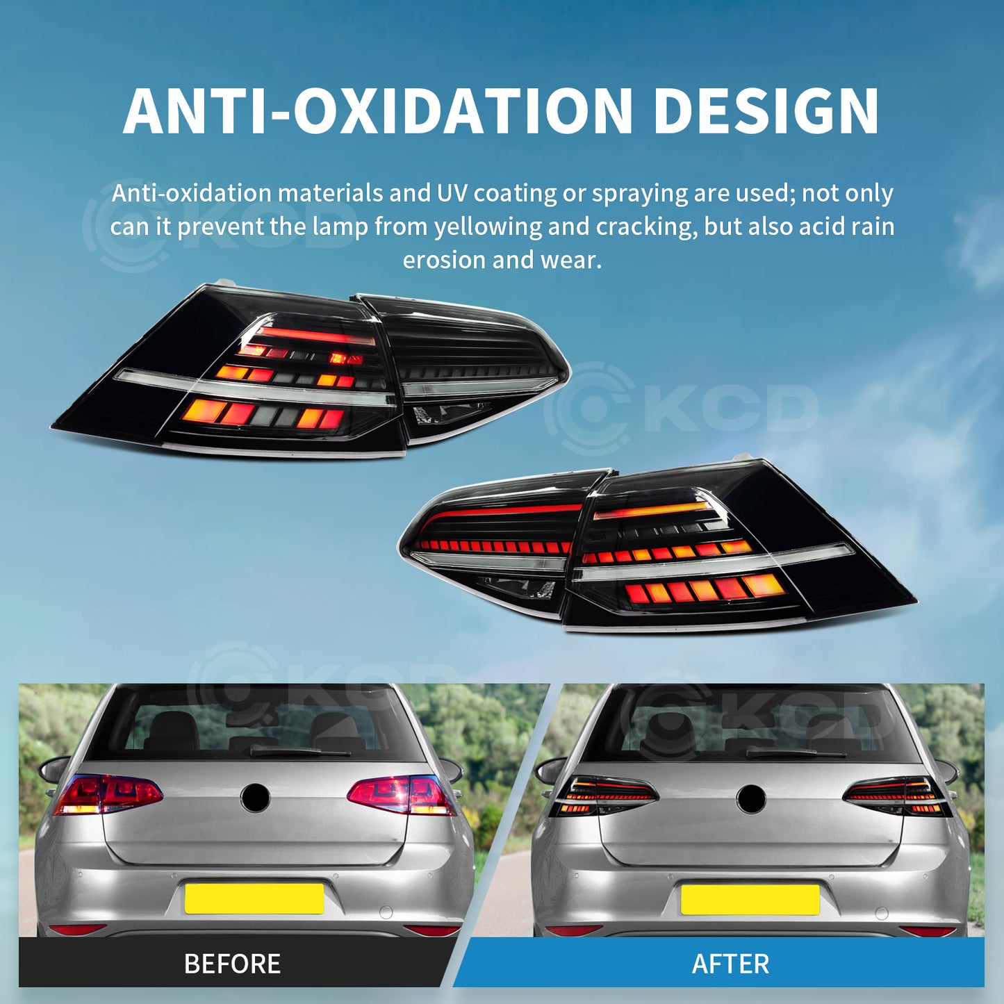 Archaic LED Taillight Assembly For VW Golf 7/7.5 2013-2019 Startup Animation