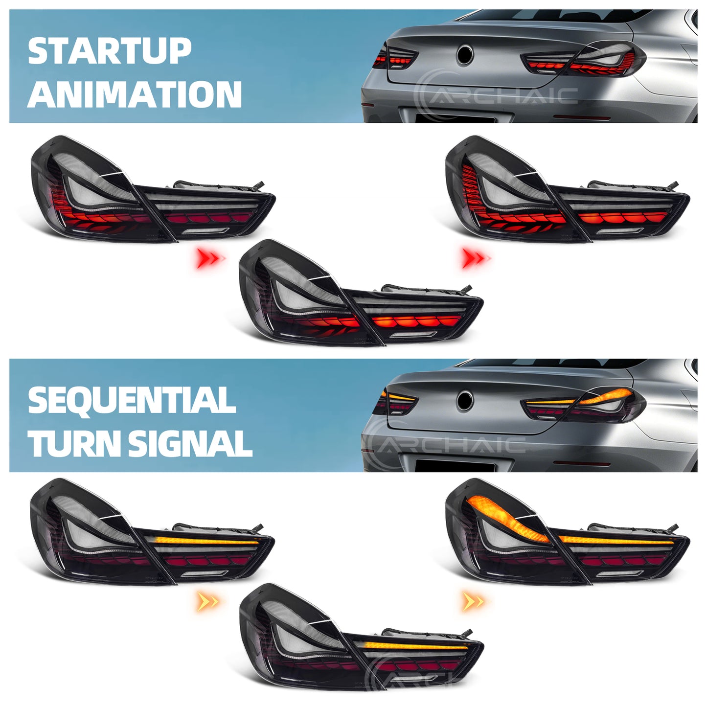 Archaic LED Tail lights for BMW 6 Series F06 F12 F13 M6 640i 650i Alpina B6 2012-2019