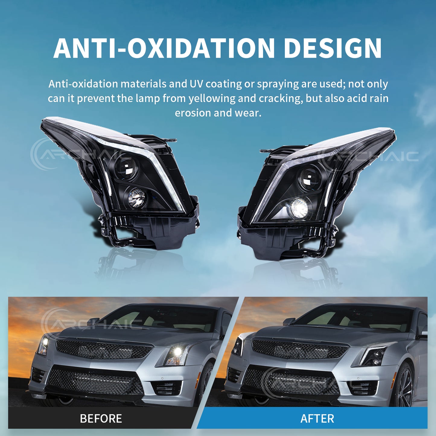 Archaic LED Headlight Assembly For Cadillac ATS 2013-2019