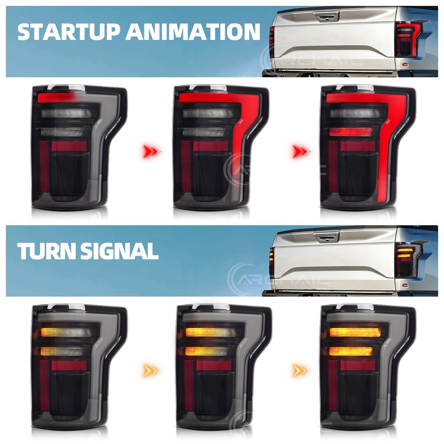 Full LED Tail Lights for 2015-2020 Ford F150 & 2017-2020 Ford Raptor | Fits Factory Halogen & OE LED w/ BLIS