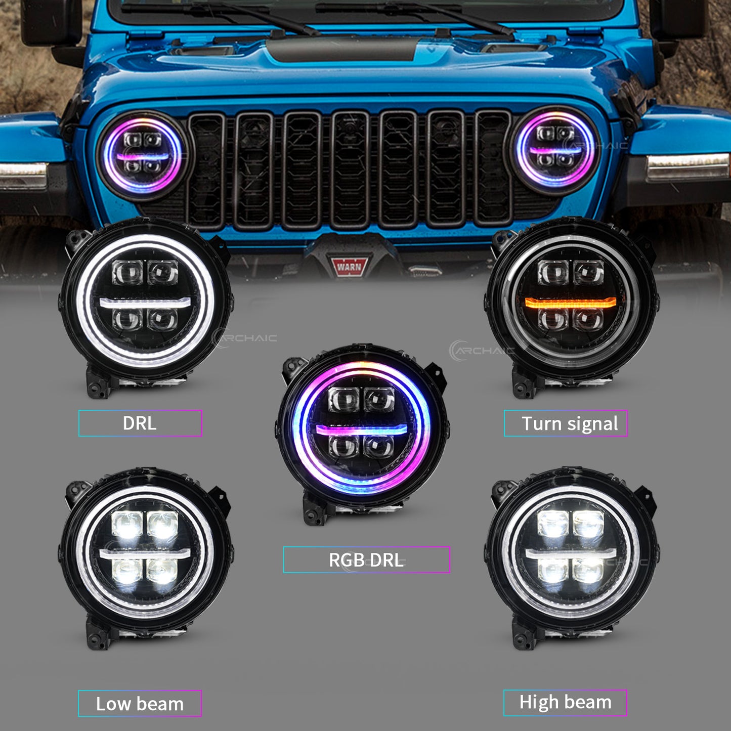 Projector LED Headlights for 2018–2026 Jeep Wrangler JL JLU & 2020–2026 Gladiator JT