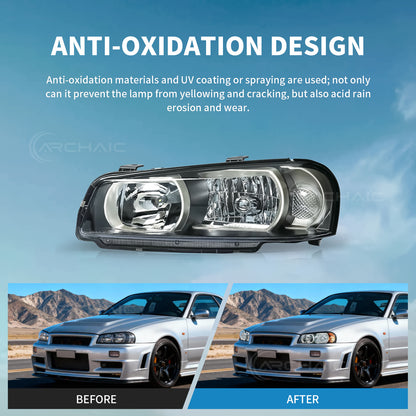 Archaic LED Headlight Assembly For Nissan Skyline R34 GT-R GTT BNR34 ER34 ENR34 HR34 1998-2002