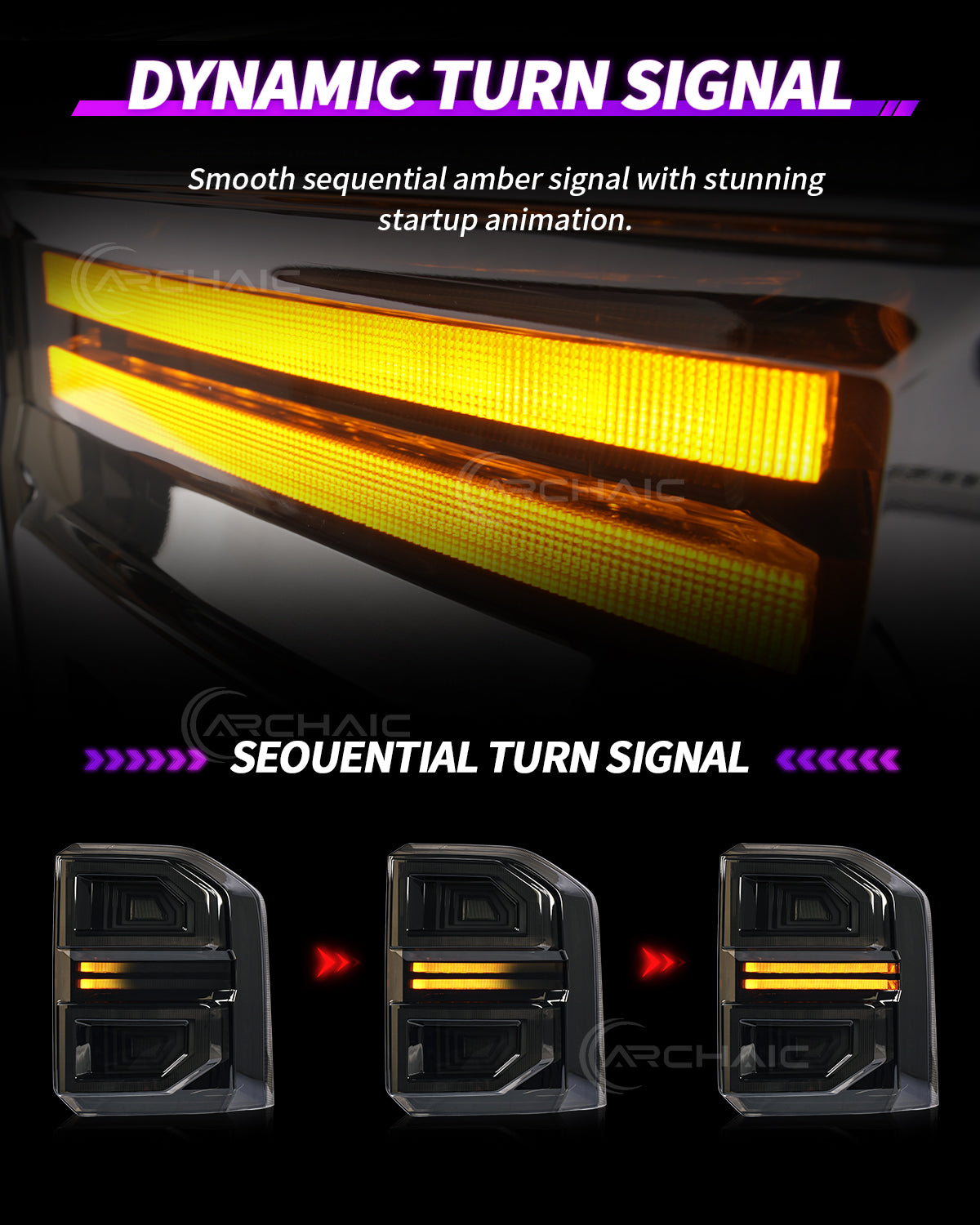 Archaic Smoked LED Tail Lights for Toyota Land Cruiser Prado LC250 2025–Up
