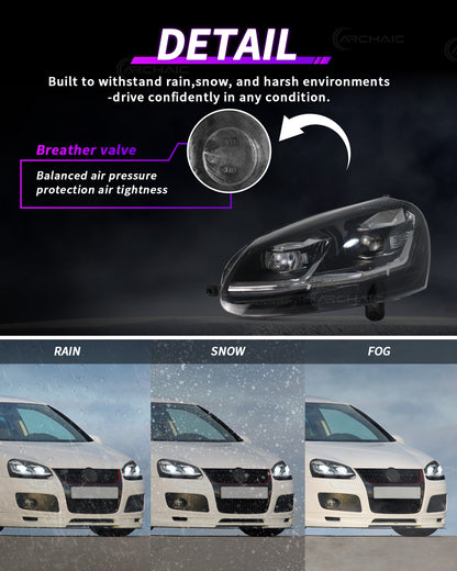 Archaic LED Projector Headlights for Volkswagen Golf MK5 Rabbit 2006–2010