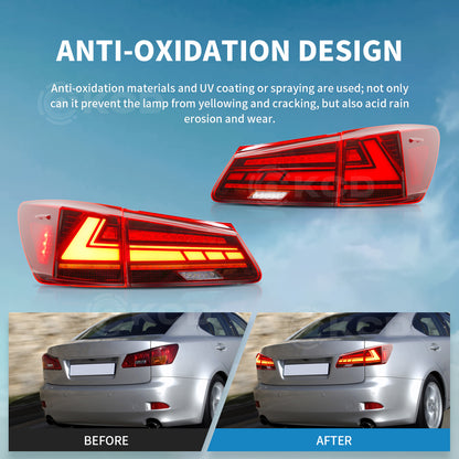 Archaic LED Taillight Assembly For Lexus IS250 2006-2012 Startup Animation