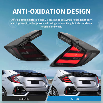 Archaic LED Tail Lights Assembly For 2016-2021 Honda Civic Hatchback & Type R (FK7/FK8) | Dynamic DRL & Sequential Turn Signals