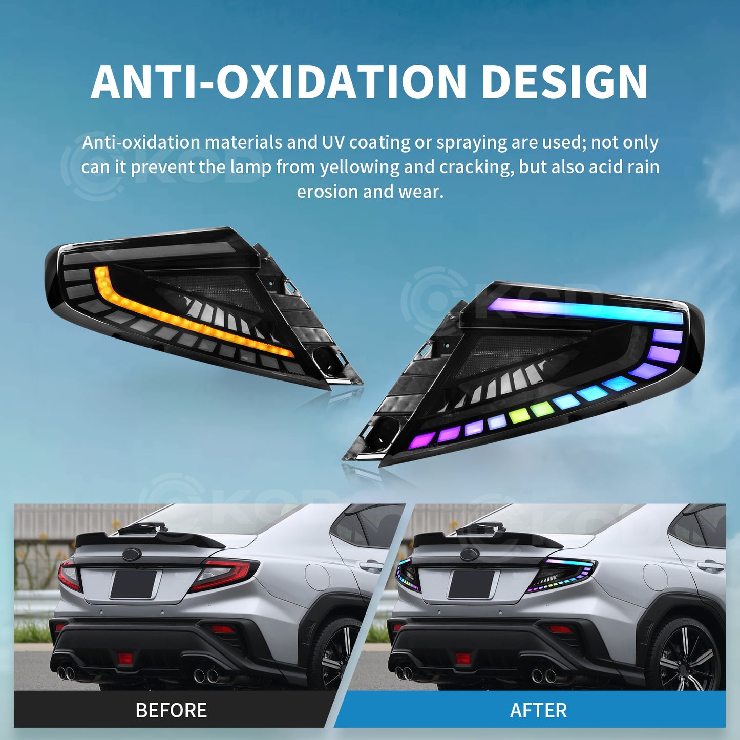 RGB LED Tail Lights Assembly for 2022-2025 Subaru WRX VB, APP Controlled Dynamic Rear Lamps, Plug & Play (Pair)