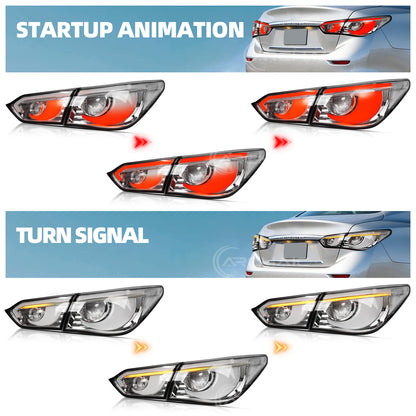 LED Tail Lights for Infiniti Q50 Sedan Skyline V37 2014-2017 | Sequential Turn Signals, Animated Startup, DRL Rear Lamp Assembly by Archaic