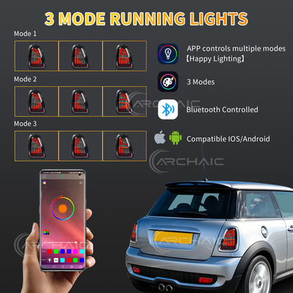 Archaic LED Tail Lights Assembly For Mini Cooper R56 R57 R58 R59 3 Models Startup Animation