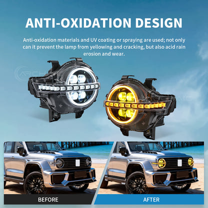 Archaic LED Headlight Assembly For GWM Tank300 2019-2025 White and Yellow DRL