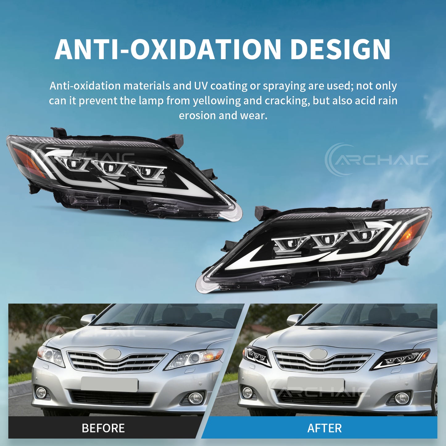 Pair LED Headlights For Toyota Camry XV40 facelift 2010 2011 facelift,only for US version