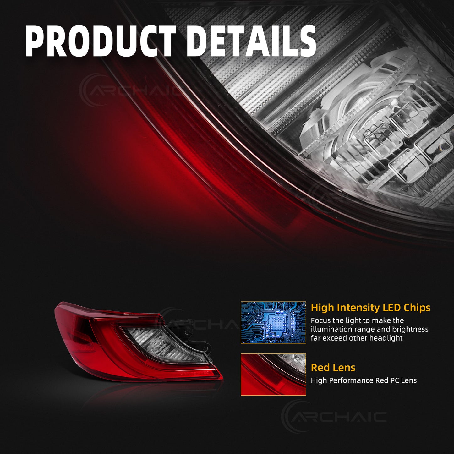 Archaic LED Tail Lights Assembly For Toyota Camry XLE/XSE/TRD 2025