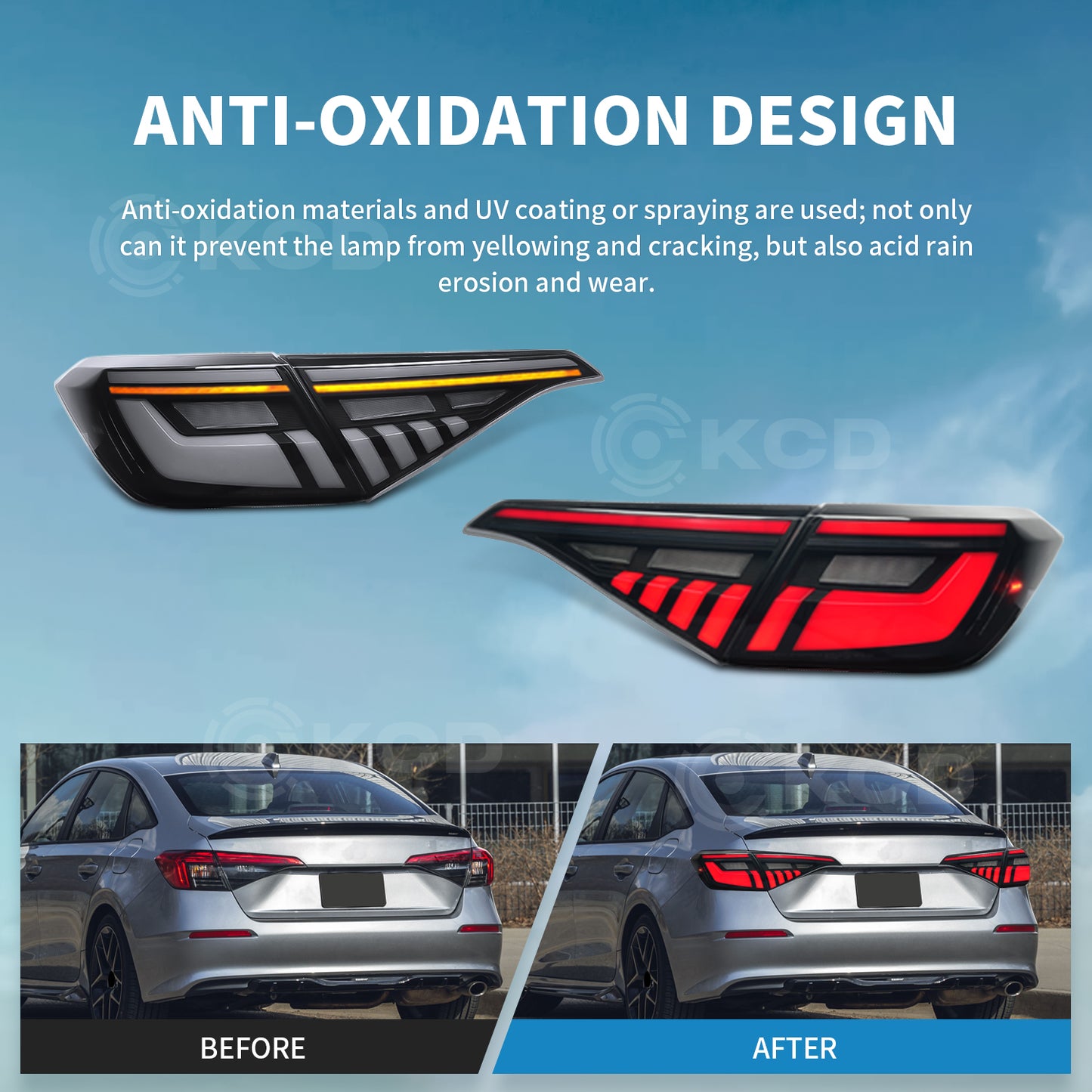 Archaic LED Tail Lights Assembly For 2022-2025 11th Gen Honda Civic 4-Door Sedan (Will NOT Fit Hatchback / Type-R FL5)