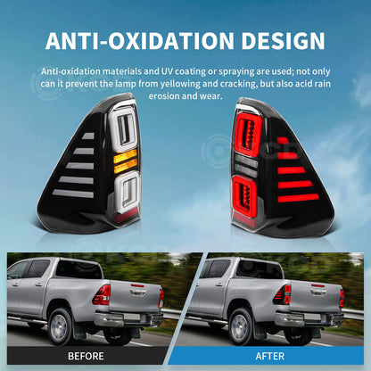Archaic LED Taillight Assembly For Toyota Hilux 2015-2022 Startup Animation