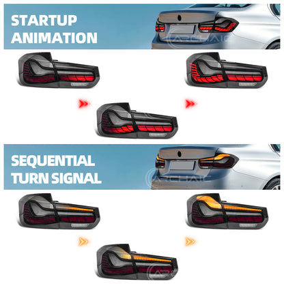 Archaic LED GTS Tail lights for BMW 3 Series F30 F80 M3 2013-2018,with Sequential Turn Signal and Startup Animation