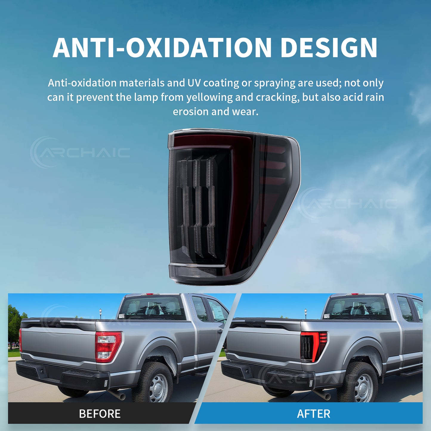 Archaic LED Tail Lights For Ford F-150 F150 XL STX 2021-2023,w Sequential Turn Signal and Startup Animation