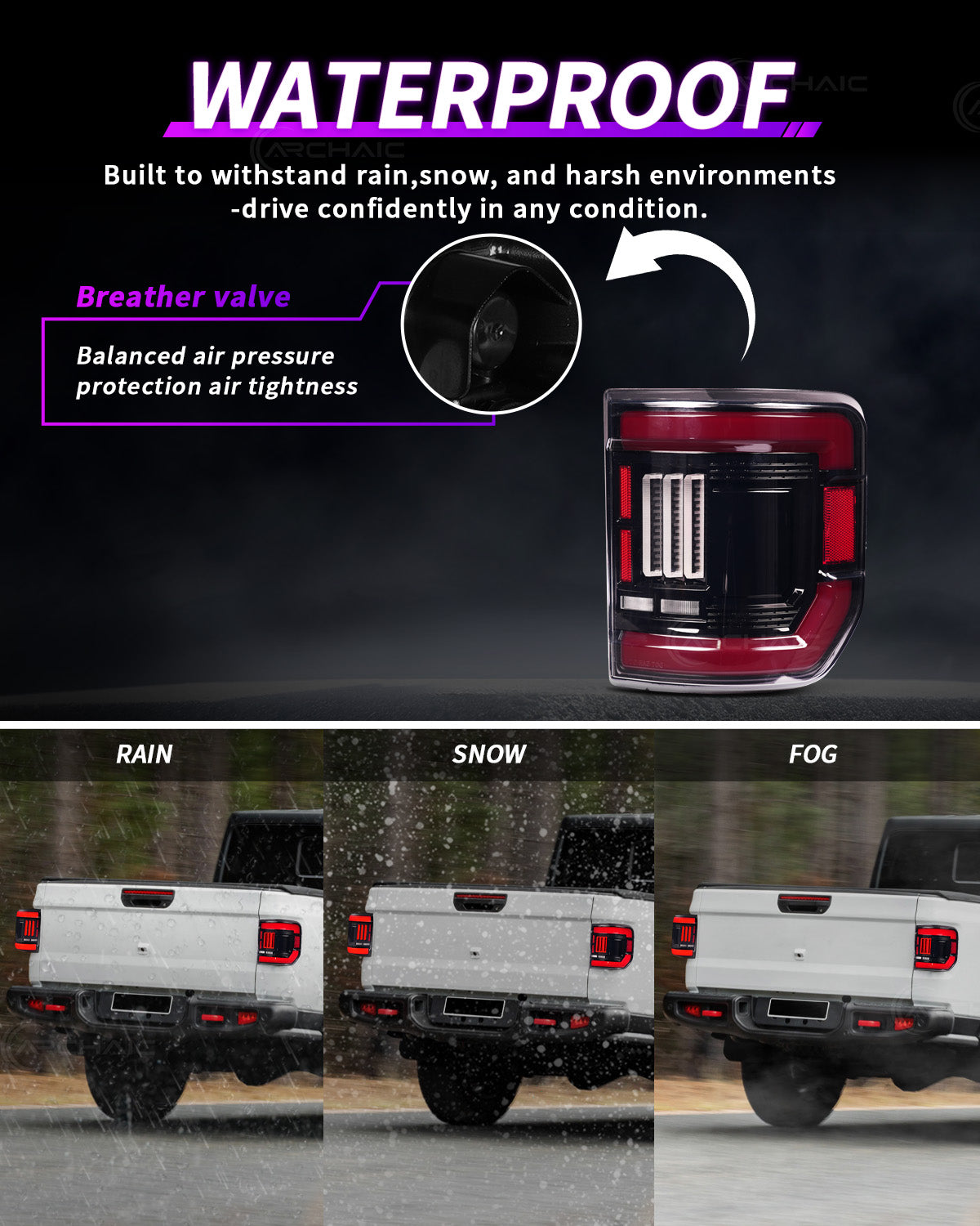 "Bold Rear Signature" Smoked LED Tail Lights for Jeep Gladiator JT 2020–2026