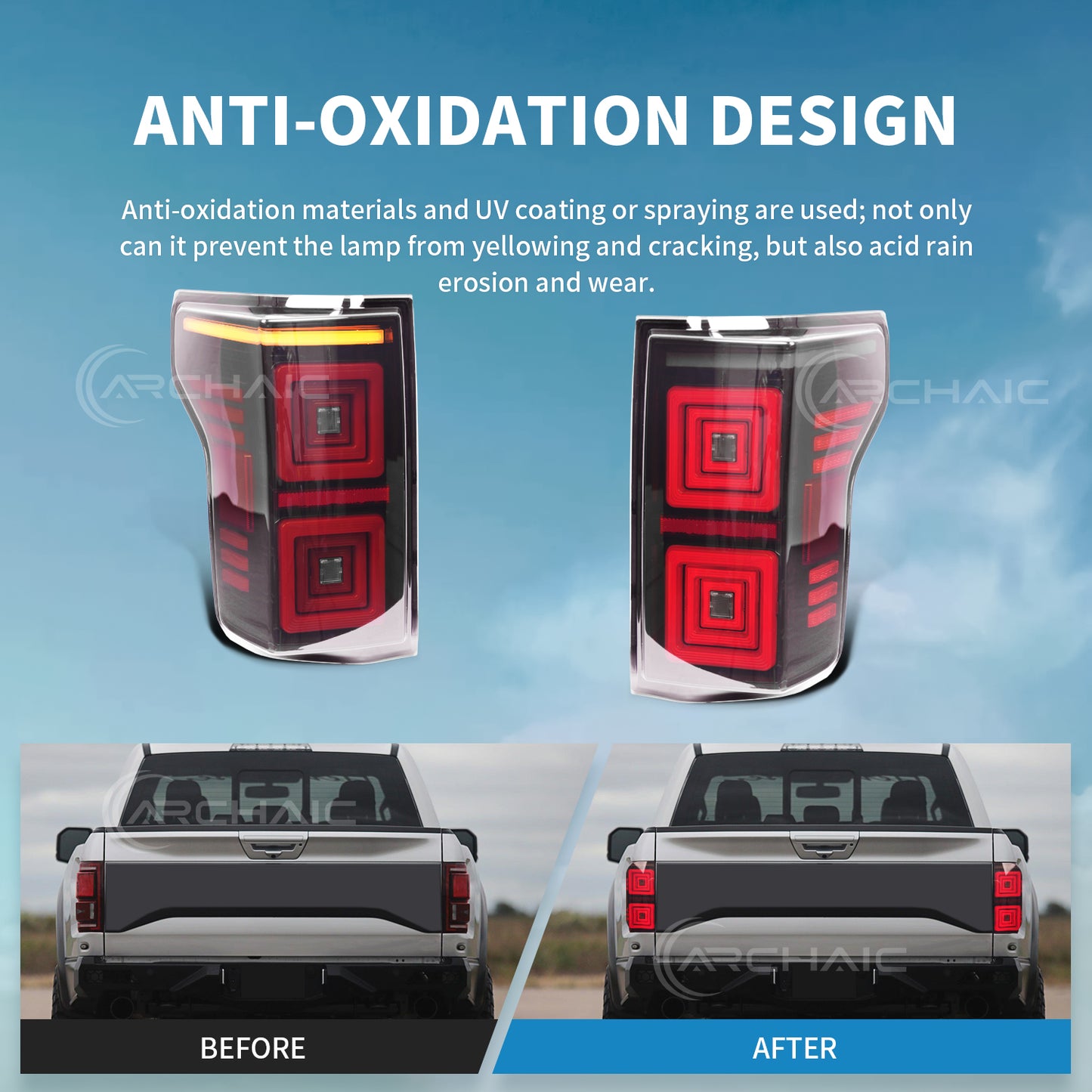 Archaic LED Tail Lights For Ford F150 Platinum/XLT/Limited 2015-2020,only for OE Halogen