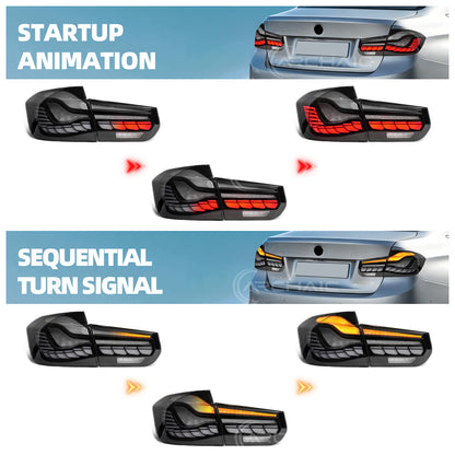 Archaic LED GTS Tail lights for BMW 3 Series F30 F80 M3 2013-2018,with Sequential Turn Signal and Startup Animation