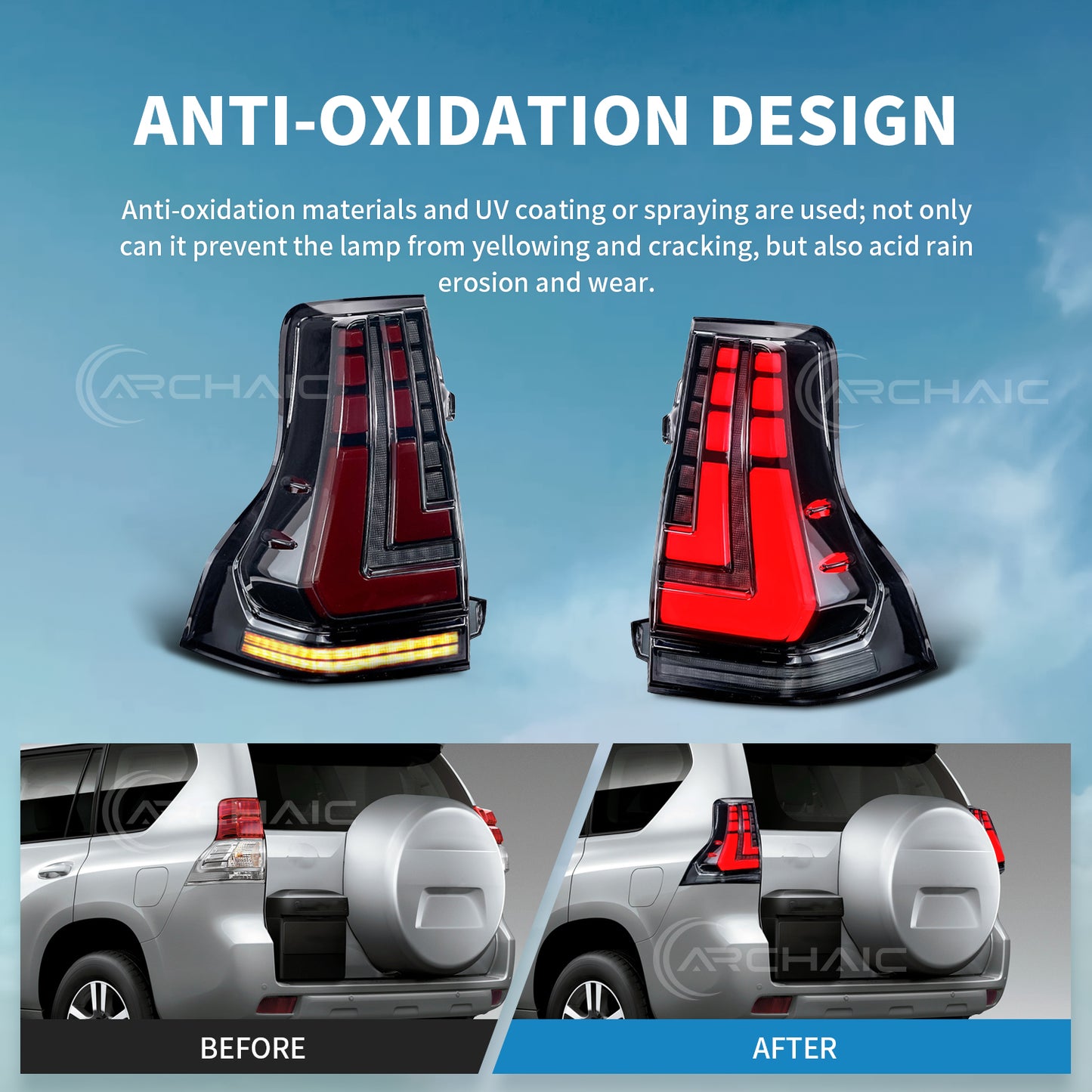 LED Tail Lights Assembly for Lexus GX460 & Toyota Land Cruiser Prado 2010–2023 | Rear Lamp Upgrade