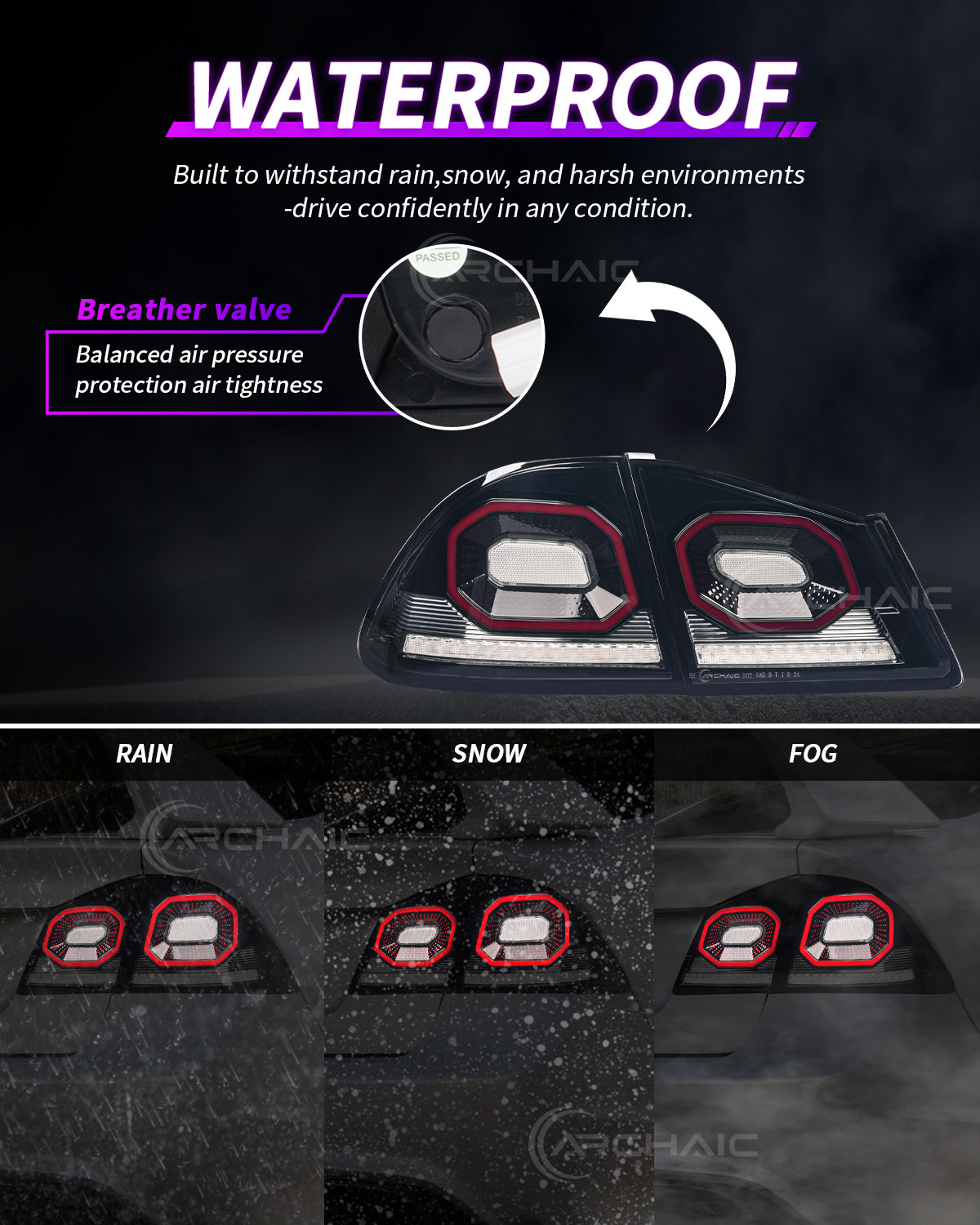 Archaic Diamond LED Tail Lights for Honda Civic FD2 2007–2010