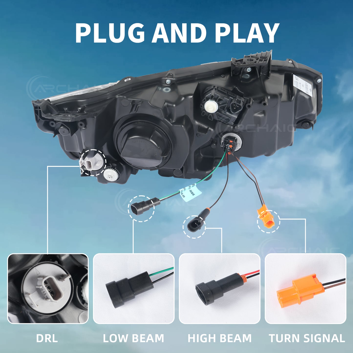 Archaic RGB Headlights Assembly For 2016-2021 Honda Civic 10th Gen | Dynamic DRL Sequential Turn Signal