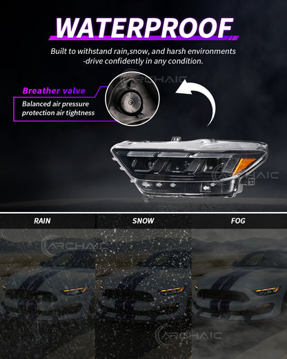Archaic 6-Lens  LED Headlights for Ford Mustang S550 2015–2017