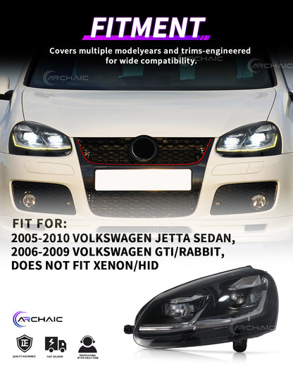 Archaic LED Projector Headlights for Volkswagen Golf MK5 Rabbit 2006–2010