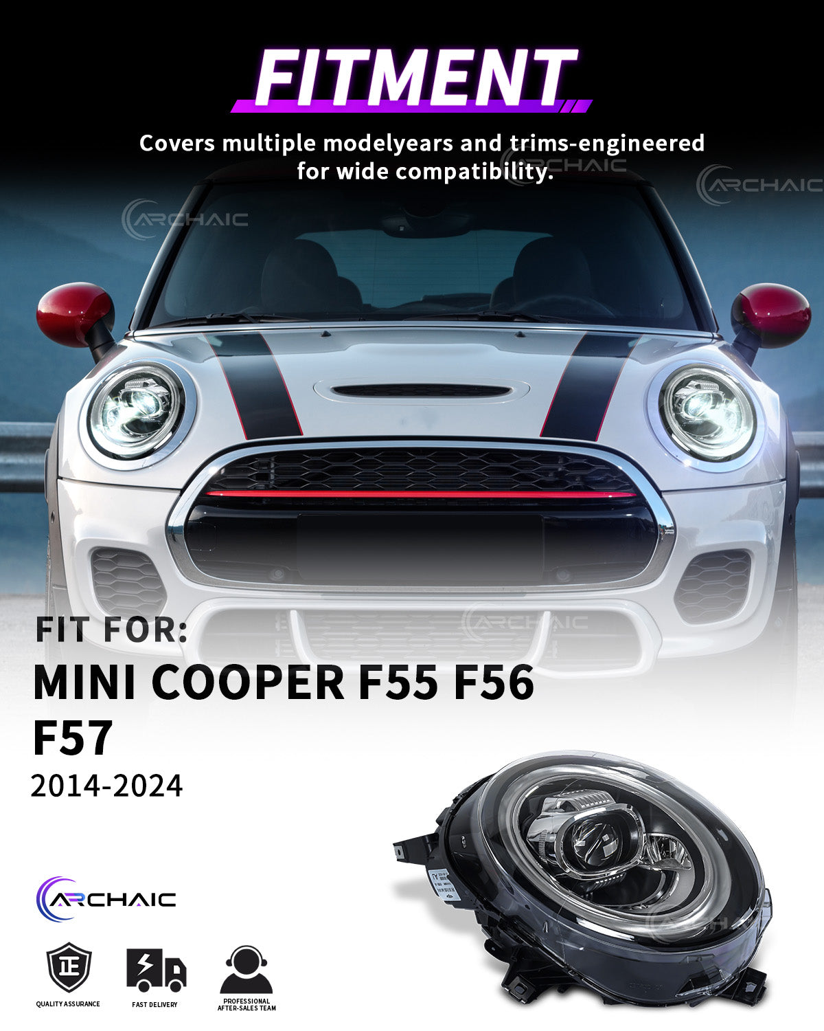Archaic LED Headlights for MINI Cooper F55 F56 F57 & Clubman F54 2014–2024