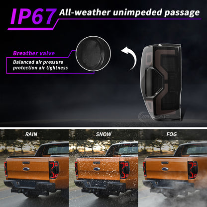 Archaic LED Taillight Assembly For Ford Ranger 2012–2020 | Sequential Turn Signal