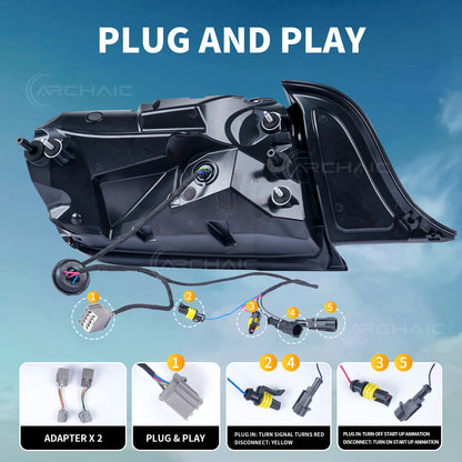 Archaic LED Tail Lights Assembly For Ford Mustang GT350 GT500 2015-2023 Starup Animation