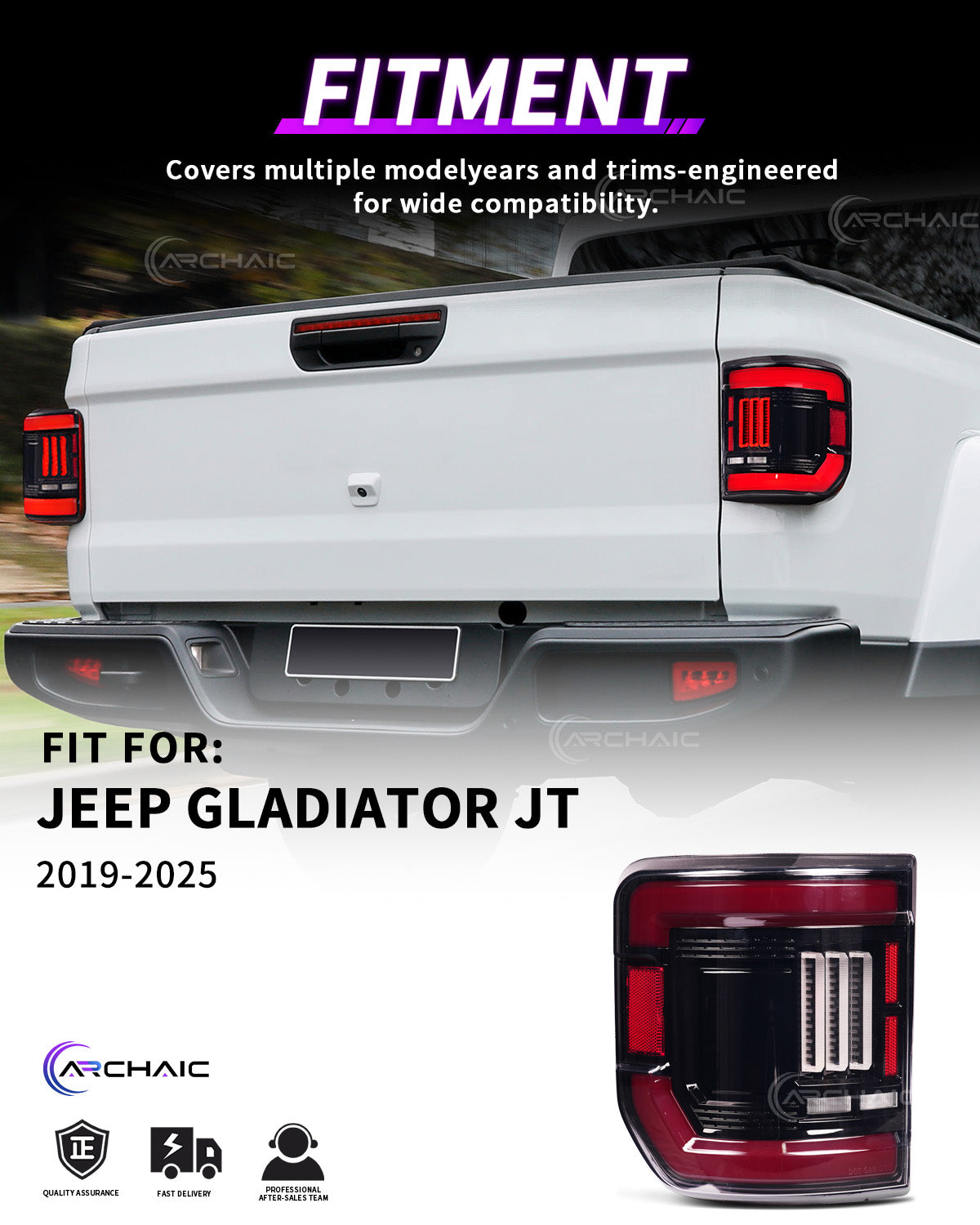"Bold Rear Signature" Smoked LED Tail Lights for Jeep Gladiator JT 2020–2026