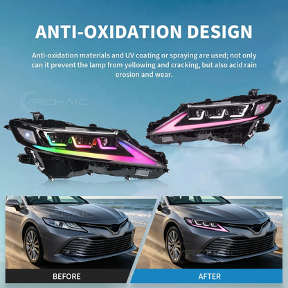6 Lens Headlights For 8th Gen 2018-2024 Toyota Camry XSE XLE SE LE TRD Front Lamp with Startup Animation and Sequential Turn Signal