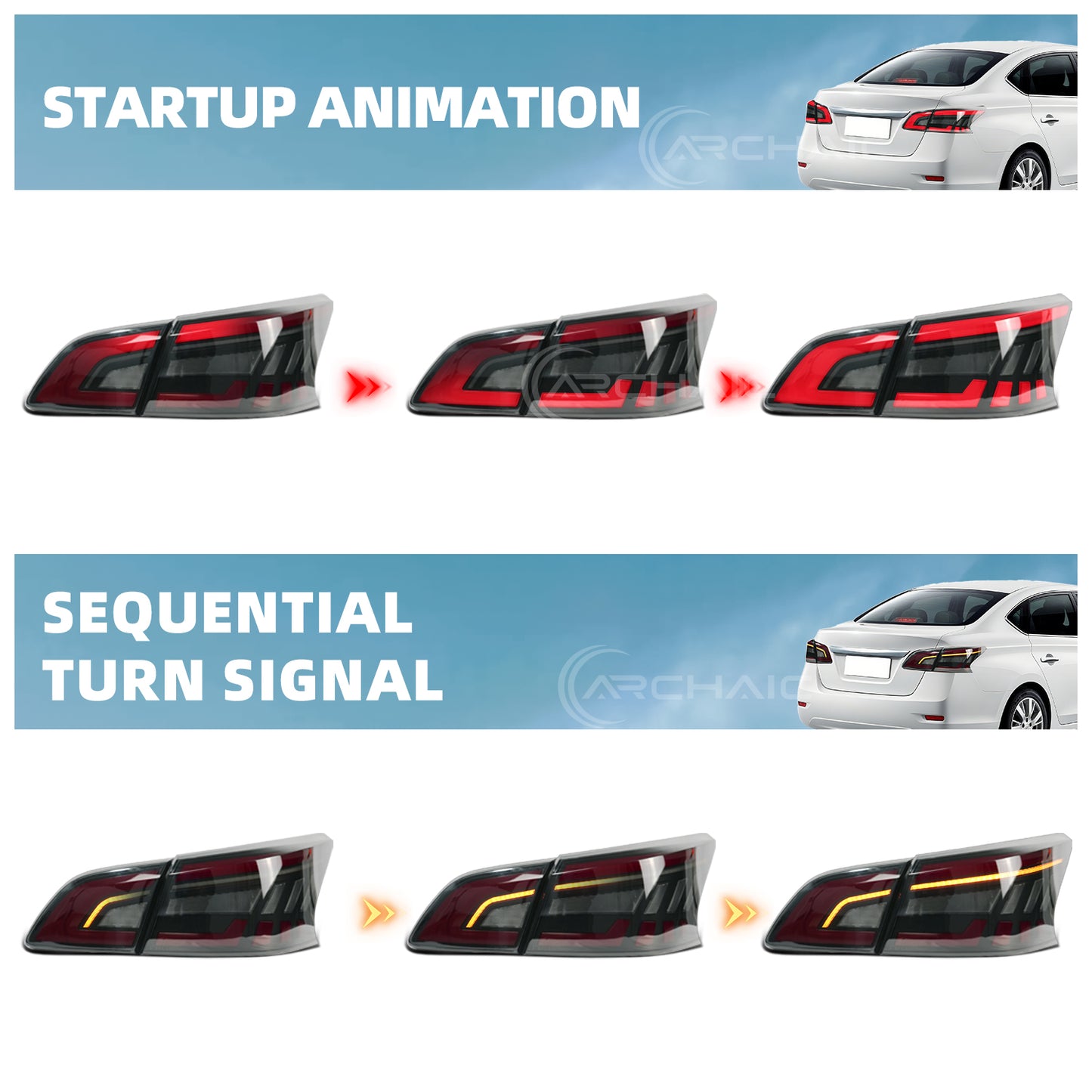 Archaic LED Taillight Assembly For Nissan Sentra SV SR 2012-2022