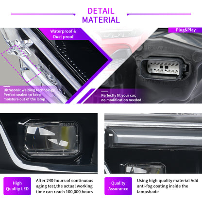 Archaic Pair Headlights for 2024-2026 Ford Mustang S550,Update LED Headlamps w/Black Inner
