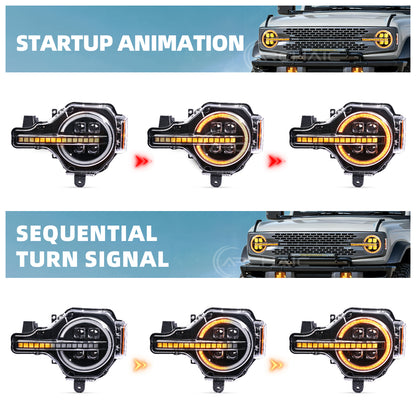 Archaic LED Headlights for Ford Bronco 2021–2026 | App-Controlled DRL