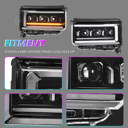 Archaic Flat-Beam RGB Full LED Headlights for Toyota Land Cruiser LC250 2025-up